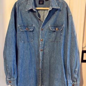 GAP Light Blue Denim Shirt Jacket with Chest Pockets